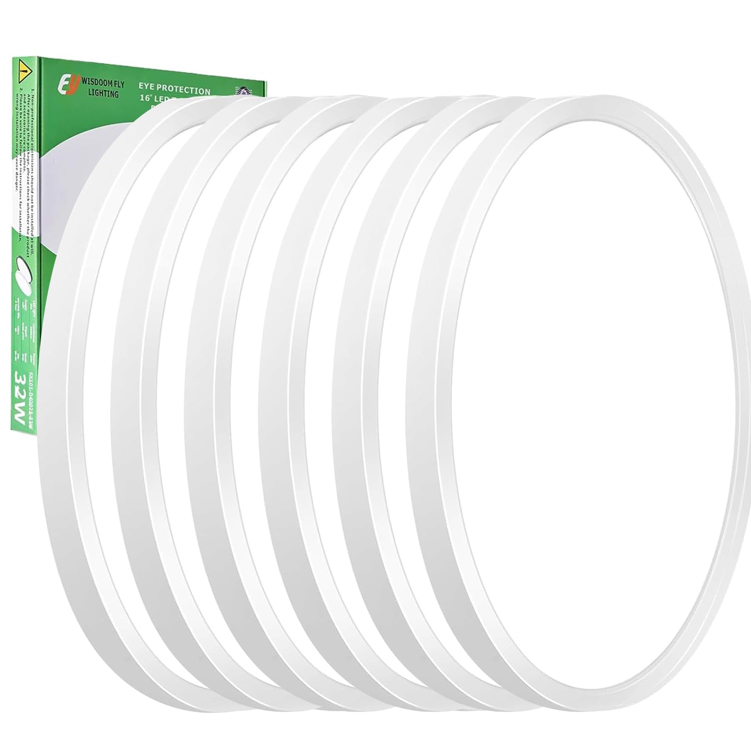 6PK 15.8 Inch LED Flush Mount Ceiling Light, 32W, 3480LM