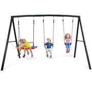 500lb Heavy Duty Metal Swing Sets for Backyard with Saucer Swing