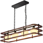 35.4" Farmhouse Kitchen Island Lighting, 4-Light Wood Rustic Linear Chandeliers