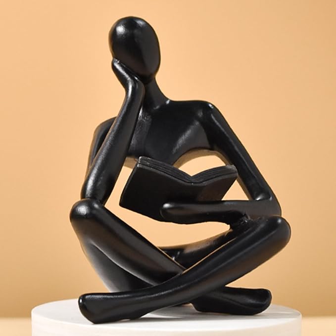 Bookshelf Decor Thinker Statue - Abstract Art Reading Thinker Sculpture Figurine Aesthetic