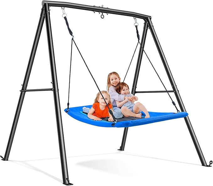 Swing Sets for Backyard, 440lbs Heavy Duty A-Frame Metal Stand with 60" Large Platform