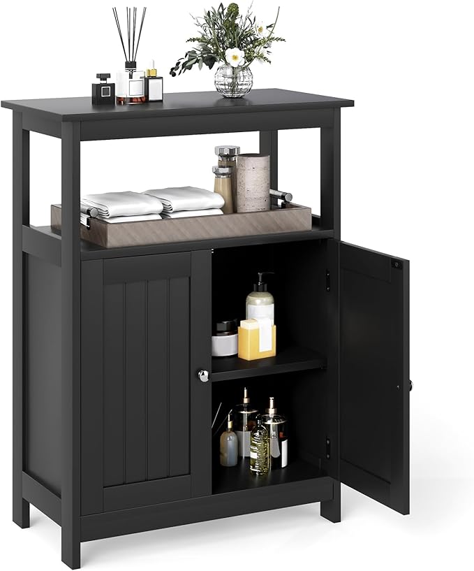 Storage Cabinet, White Bathroom Cabinet with 2 Doors
