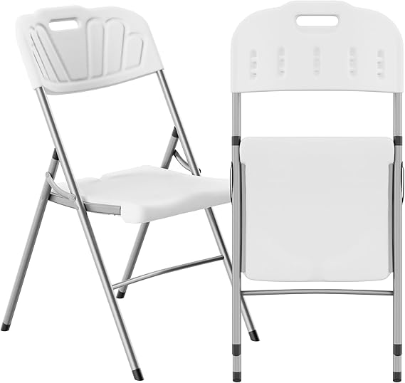 Folding Chair Set of 6,- 550 lbs Weight Capacity - Comfy Ergonomic Plastic Folding