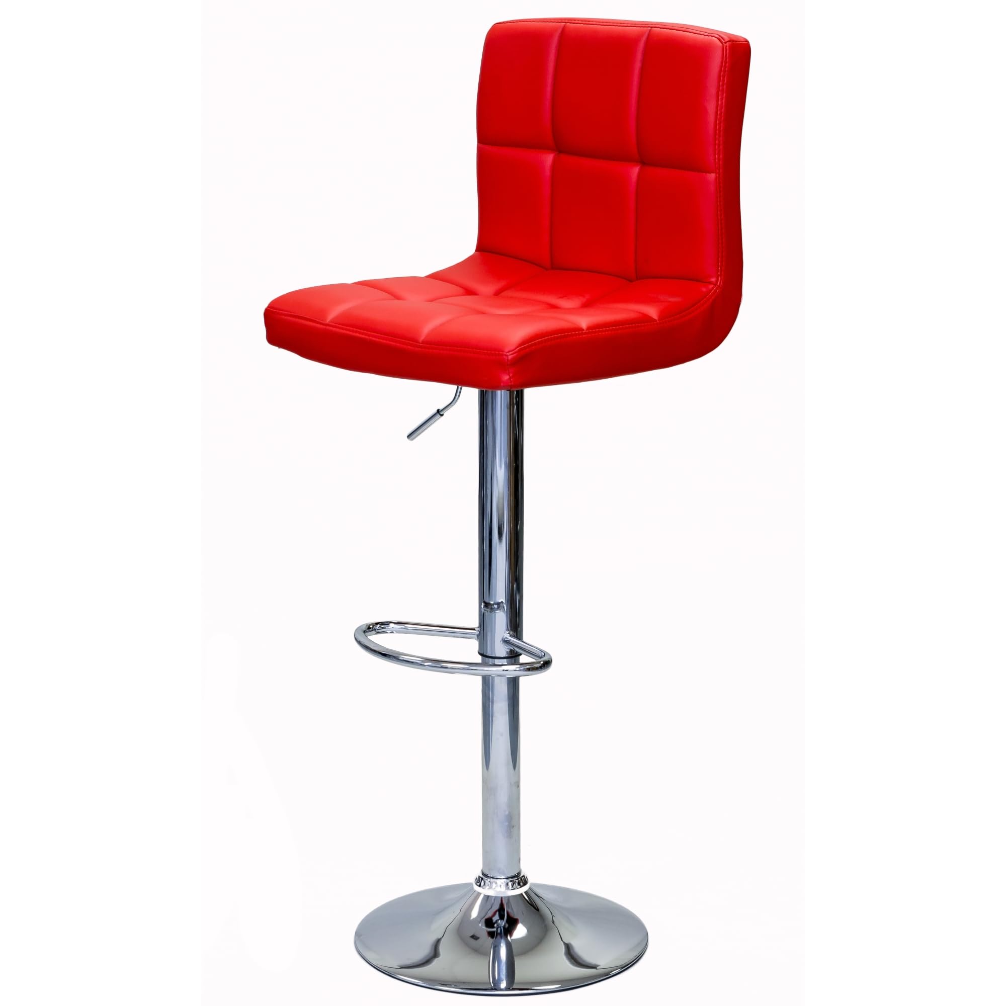Liberty Swivel Leatherette Adjustable Hydraulic Bar Stool, Set of 2 (RED)