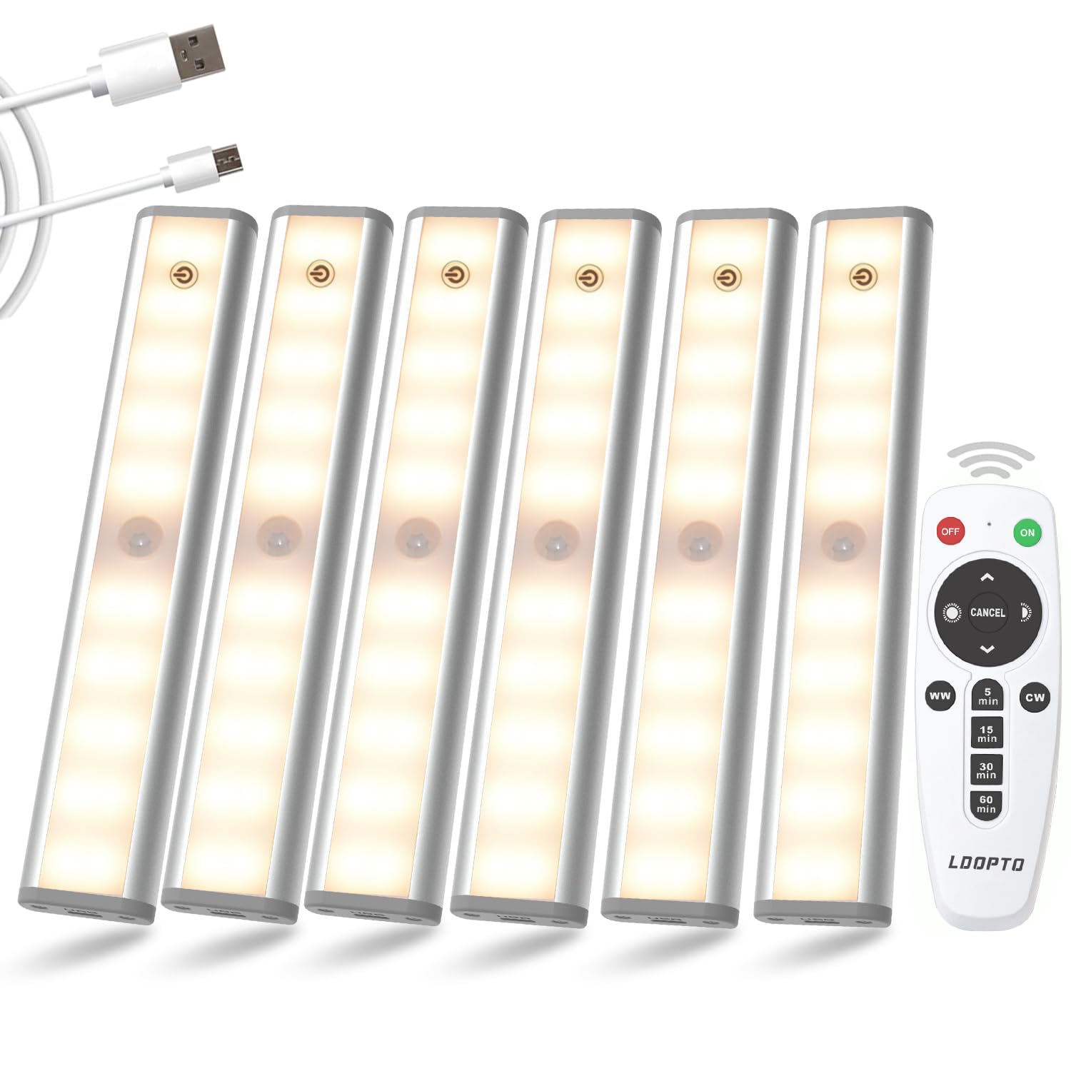 Under Cabinet Lights Wireless 6 Pack, Rechargeable LED Under Cabinet Lighting