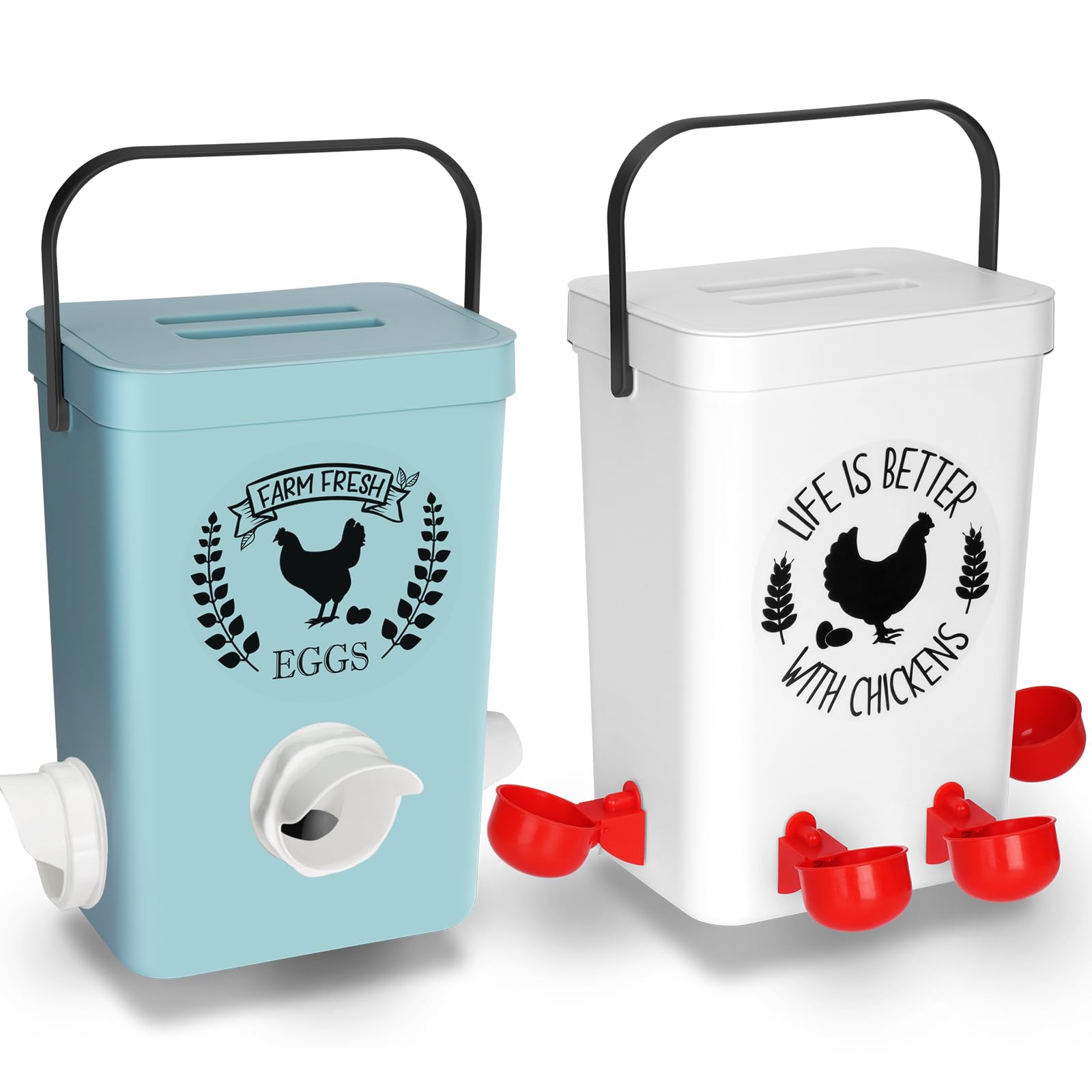‎Chicken Feeder and Chicken Waterer Set (3 Gallon/26 Pounds) - Hanging Automatic Chicken
