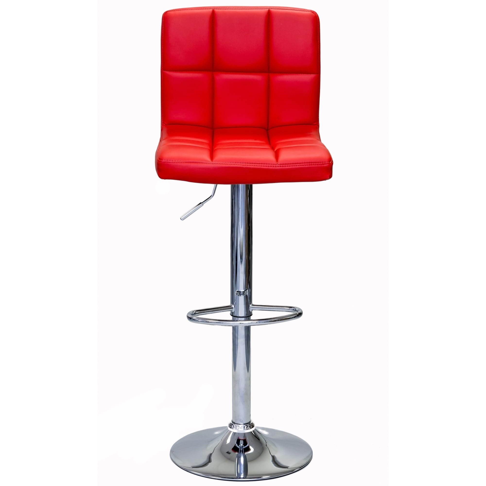 Liberty Swivel Leatherette Adjustable Hydraulic Bar Stool, Set of 2 (RED)