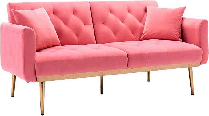 63" Loveseat Sofa Accent Sofa, Mid Century Modern Velvet Fabric Couch