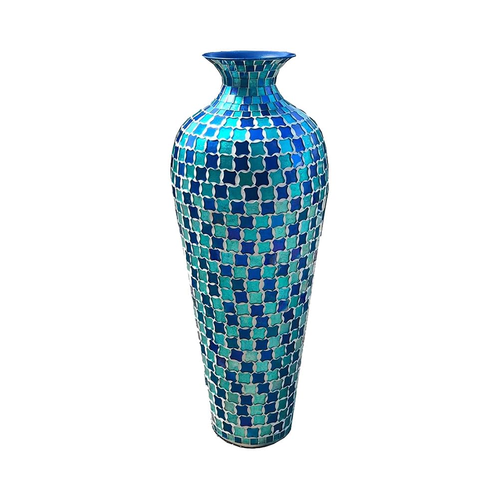 20 Inch Floor Vase, Decorative Tall Vase for Home Decor Geometric Pattern Metal Vase