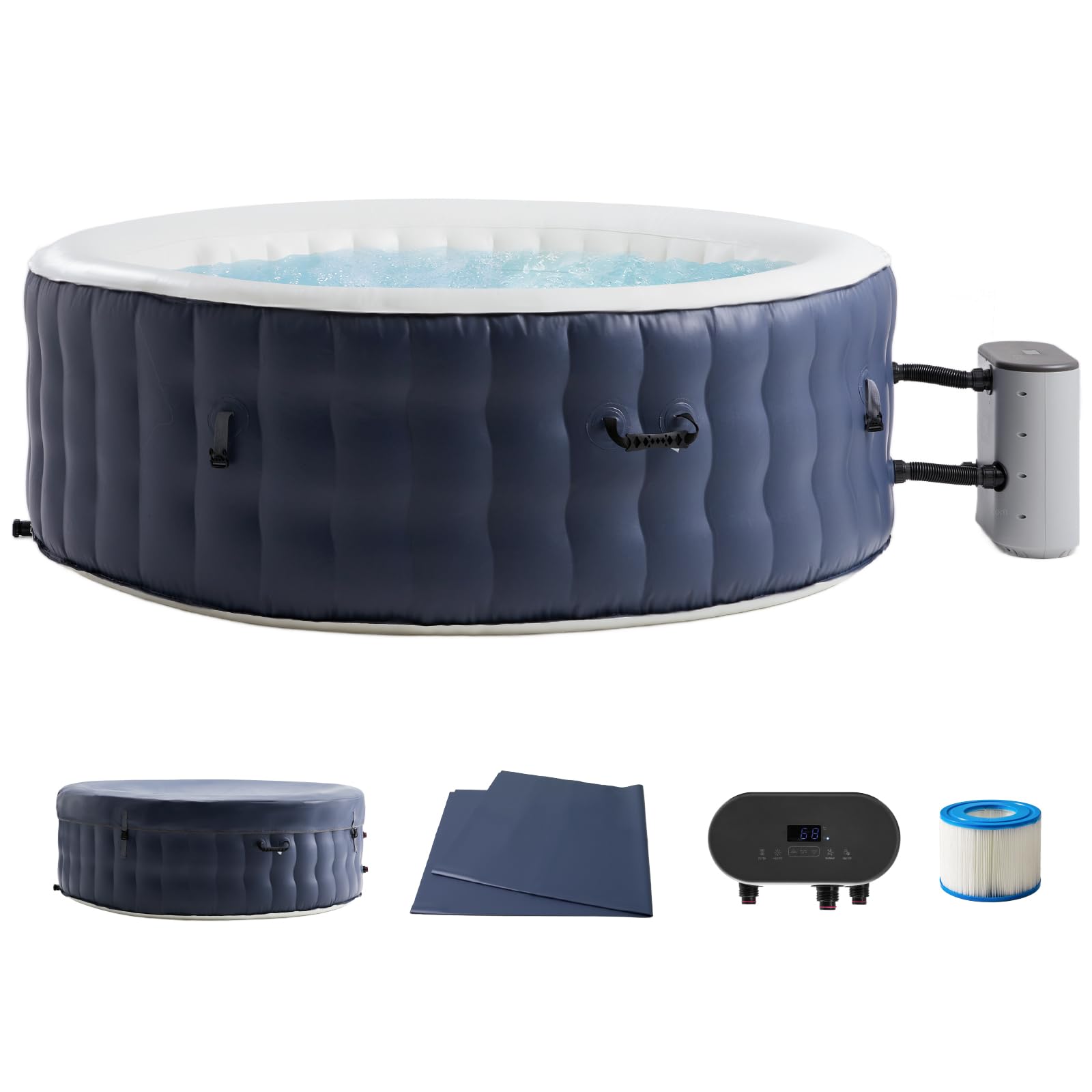 Inflatable Hot Tub Portable Spa with 120 Air Jets & Manual Control Panel