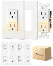 Outlet with Nightlight, Dusk to Dawn Guide Light, Electrical Receptacle with LED