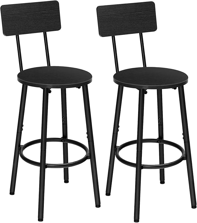 Bar Stools,Set of 2 Round Bar Chairs with Back