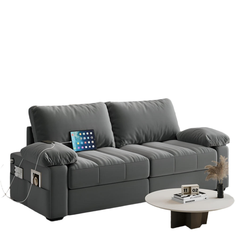 79" Velvet Couch, Comfy Sofa with Pocket Coils, Deep Seat