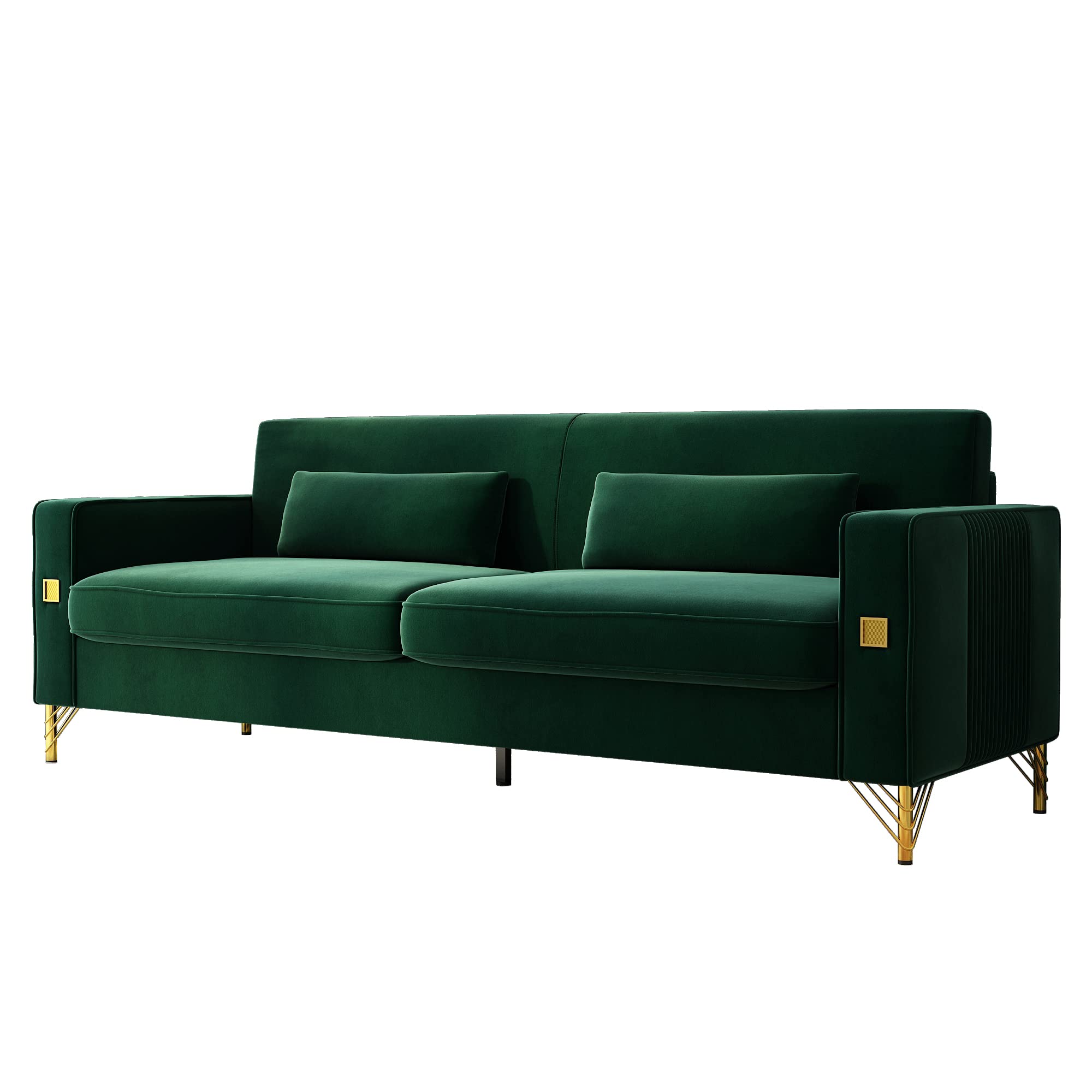 85.63" Velvet Sofa,Modern Loveseat Couch with Pillows Set of 2 for Living Room