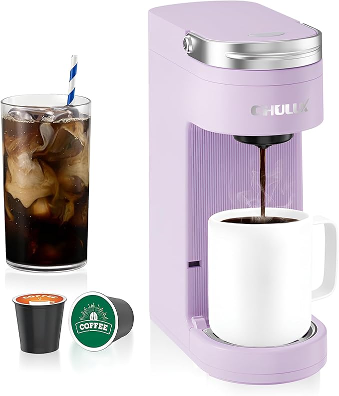 Slim Single Serve Coffee Maker for K Pods, One Cup Coffee Maker Fits 7.3" Travel
