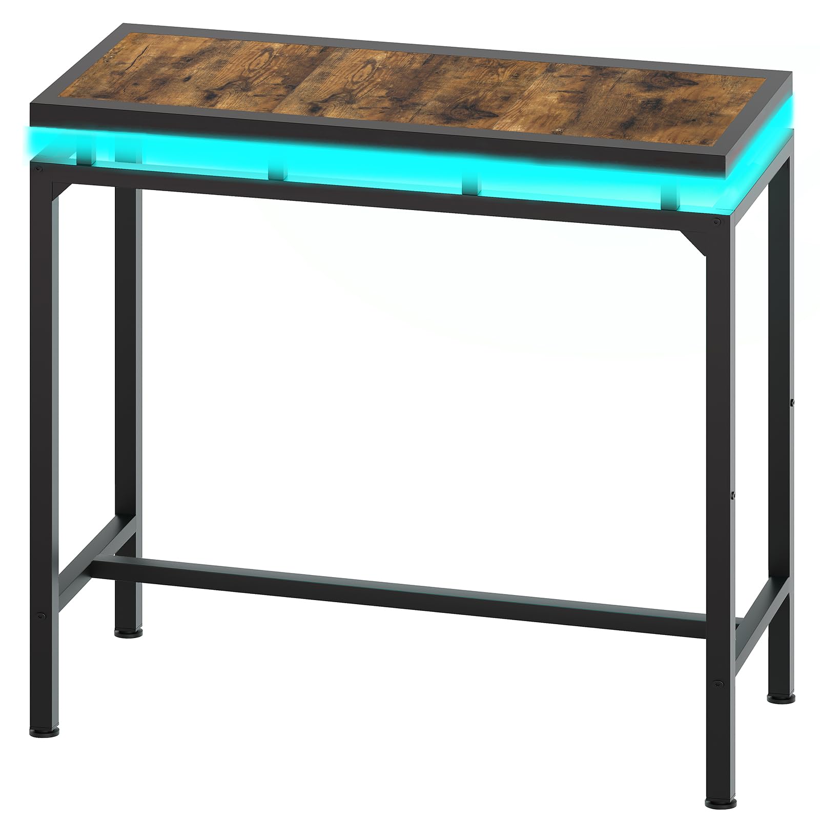 Bar Table with LED Lights, Counter Height Bar Height Table, Pub Gaming Table