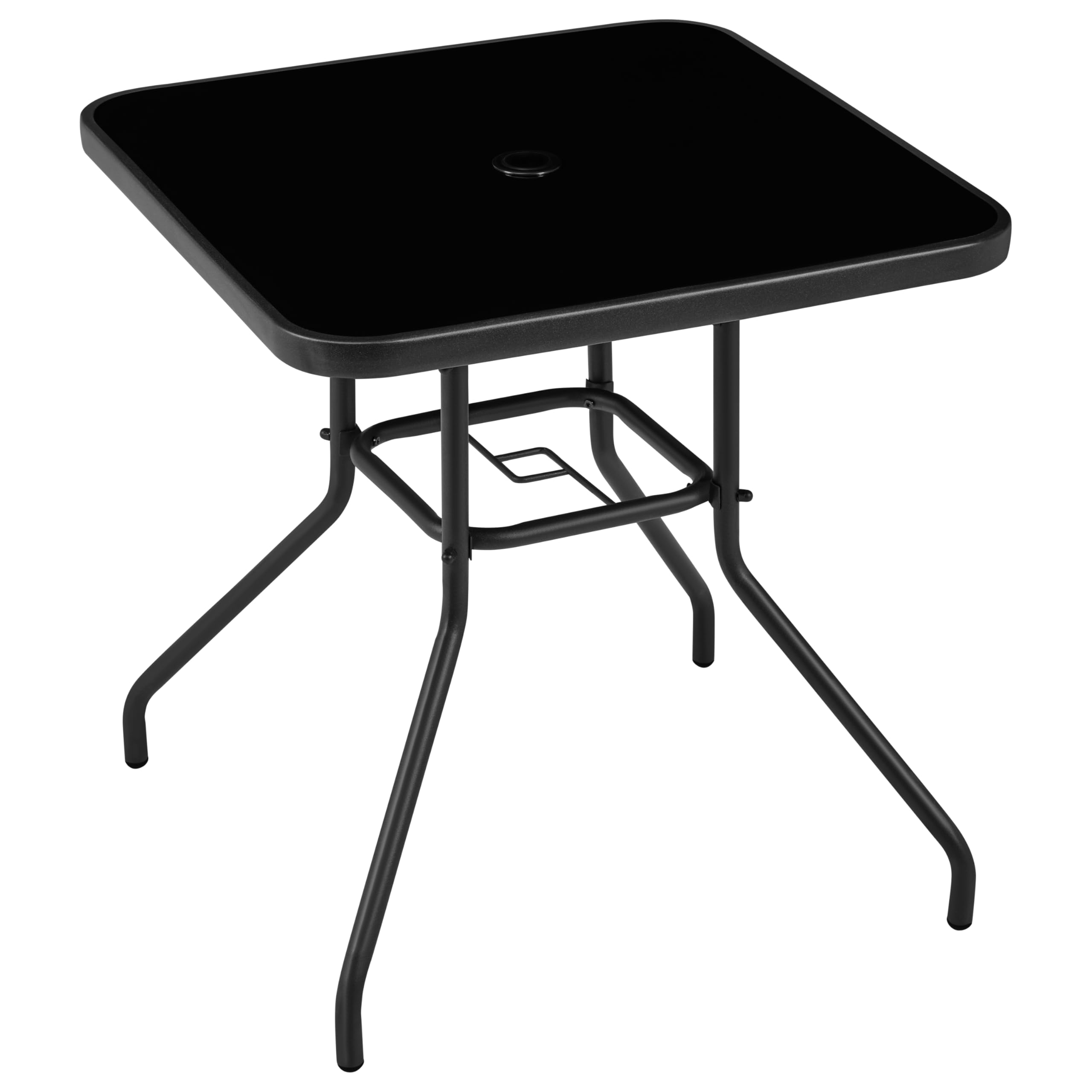 Outdoor Bistro Table with Umbrella Hole, 28in Patio Square Dining Table