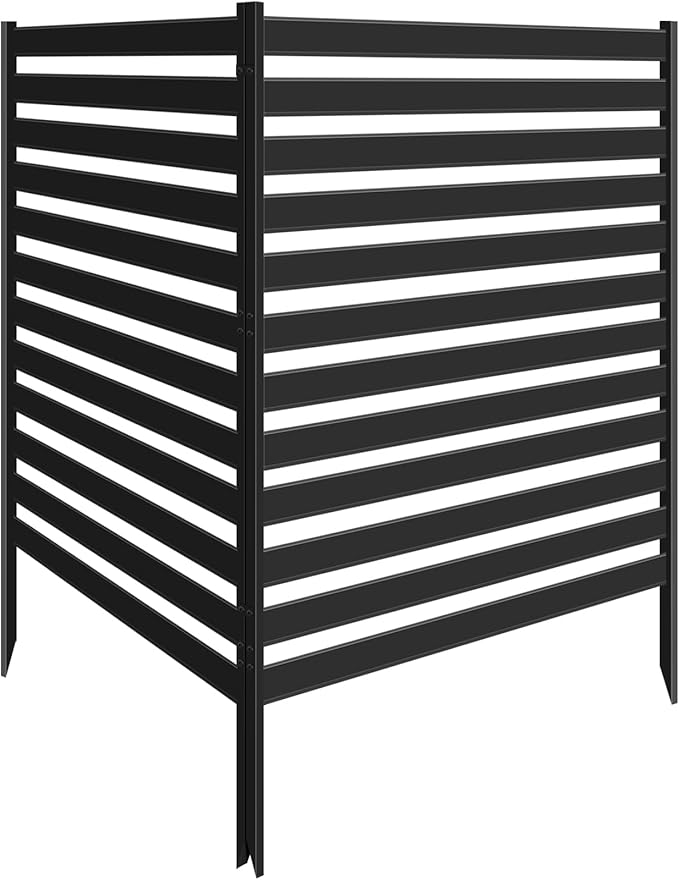 38" W x 48" H Air Conditioner Fence Screen, 2 Panels Metal Privacy Fence