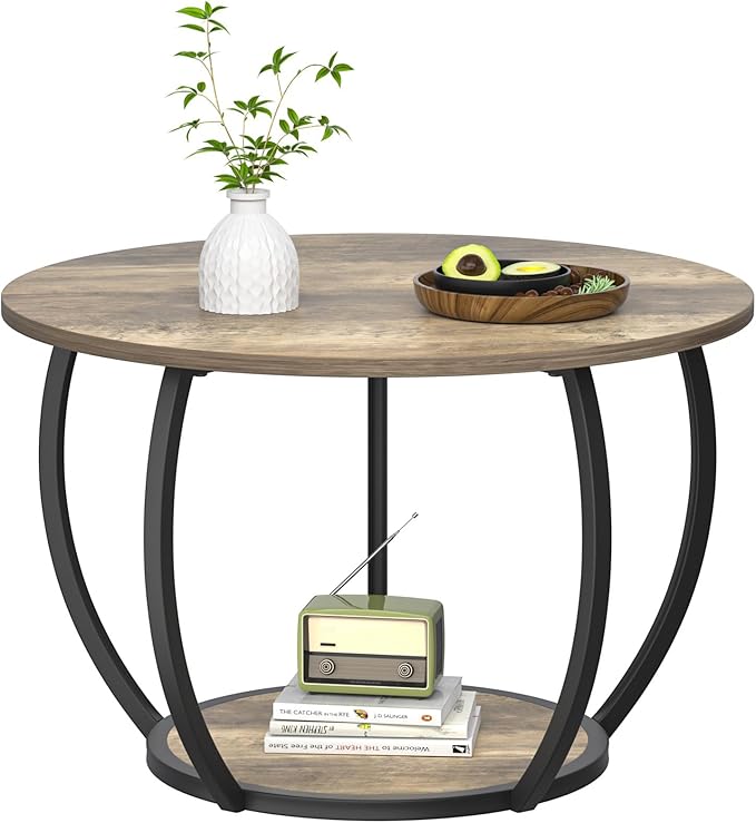 Coffee Table with Storage, 27.6 inch Small Living Room Tables with Adjustable Feet