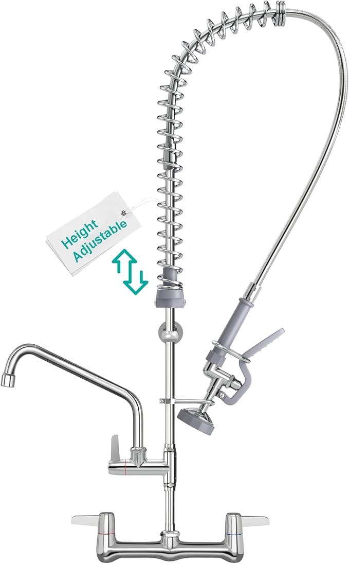 with Sprayer Wall Mount : Rnatflu 8 inch Center Commercial Sink Faucet