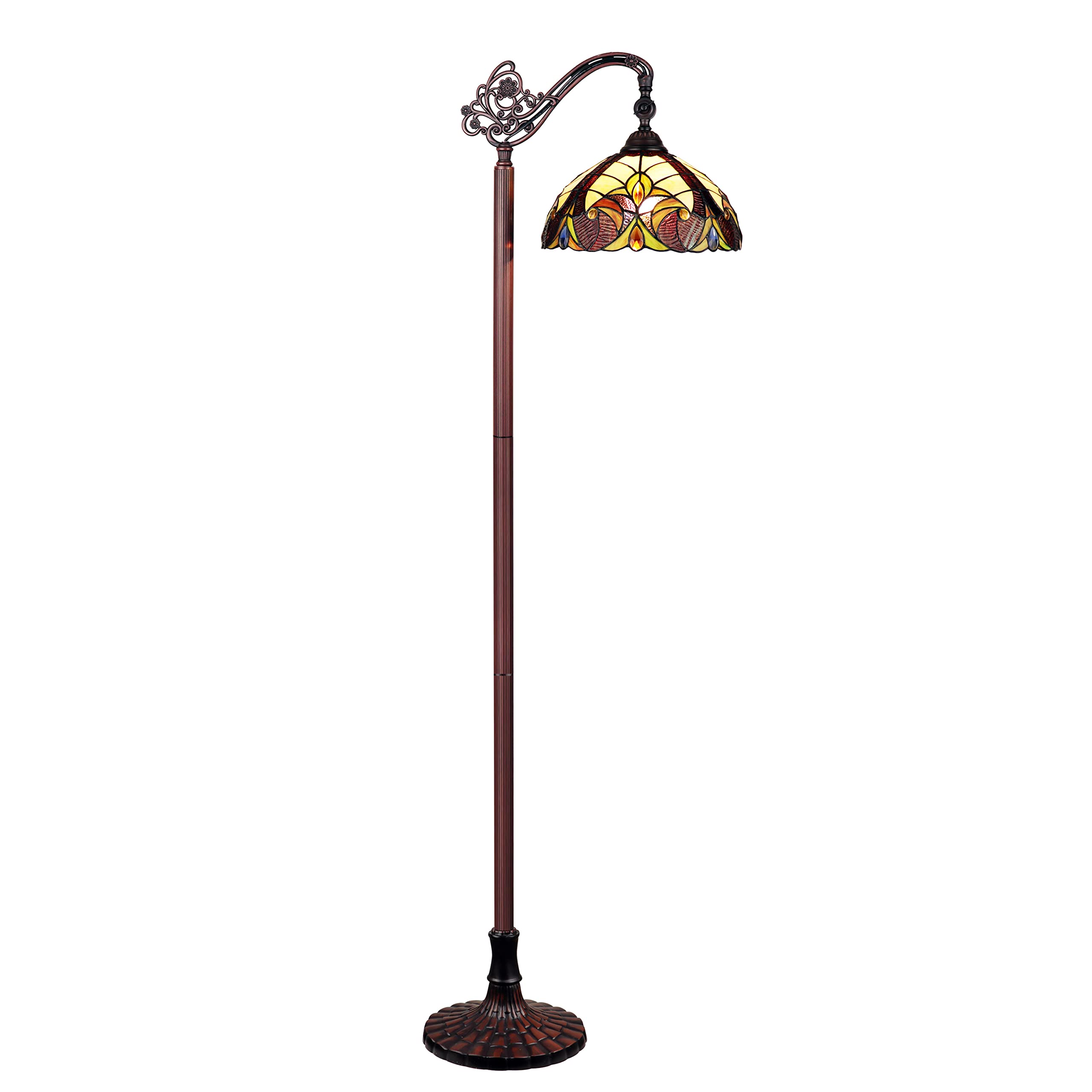 Adia Tiffany-Style Dark Bronze 1-Light Victorian Reading Floor Lamp 11" Shade
