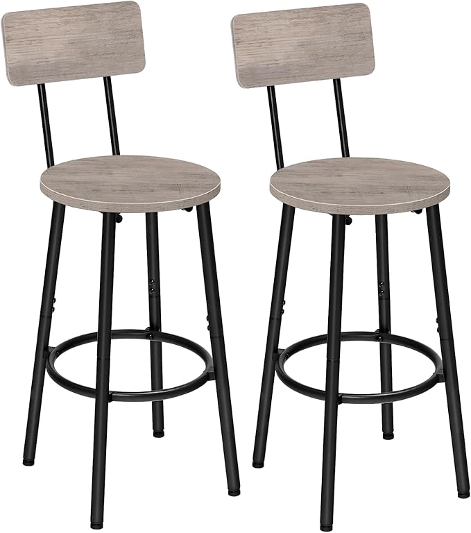 Bar Stools,Set of 2 Round Bar Chairs with Back