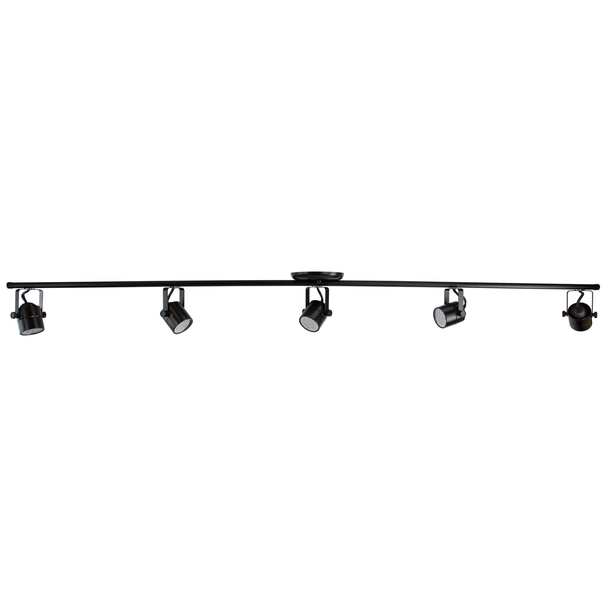 LED 5FT 5 Light Track Lighting Kit Black 3K GU10 LED Bulbs Included D368-55-LED-BK