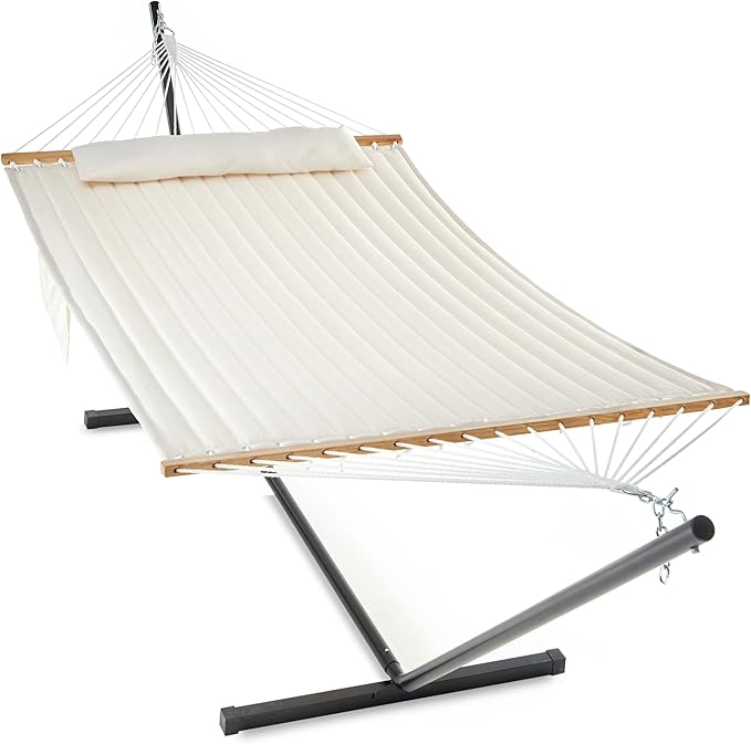 2 Person Hammock with Stand for Outside, 12ft Heavy Duty Steel Stand