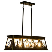 Island Lighting,L32-Inch 5-Light Black Farmhouse Rectangular Chandelier