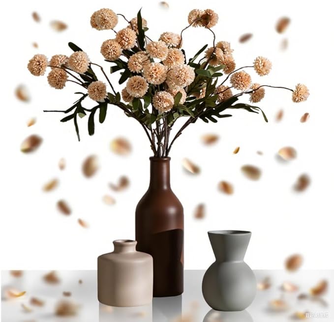 Modern Ceramic Flower Vase for Home Decor with Dried Fake Flowers - 3PCS