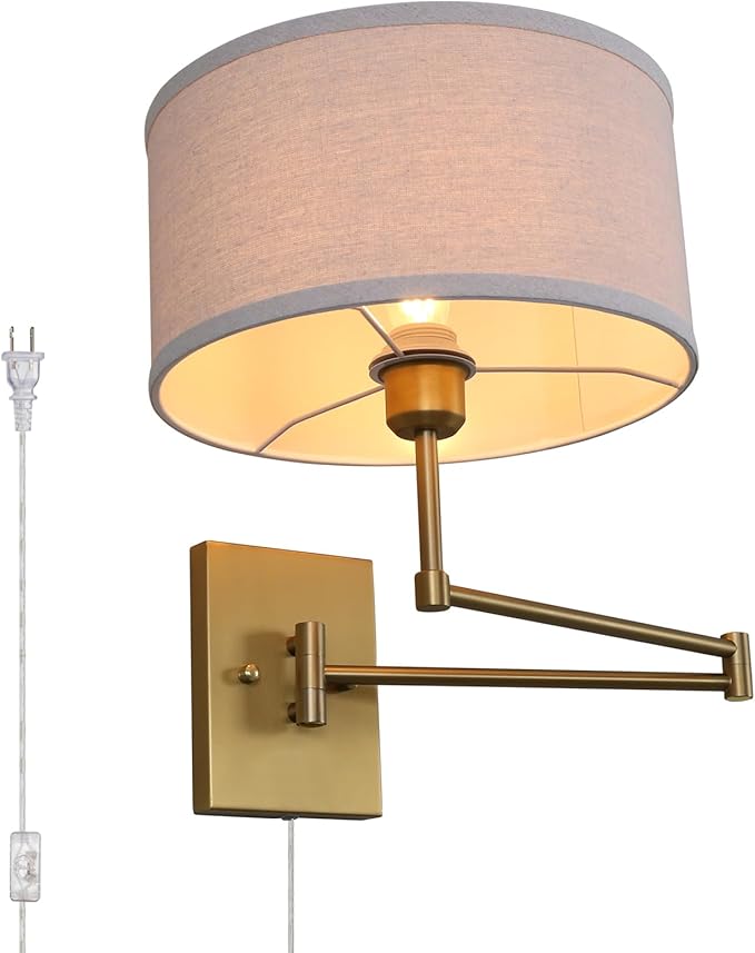 Sconce Swing Arm Wall Lamp with Double Metal Arm and Huge Circle