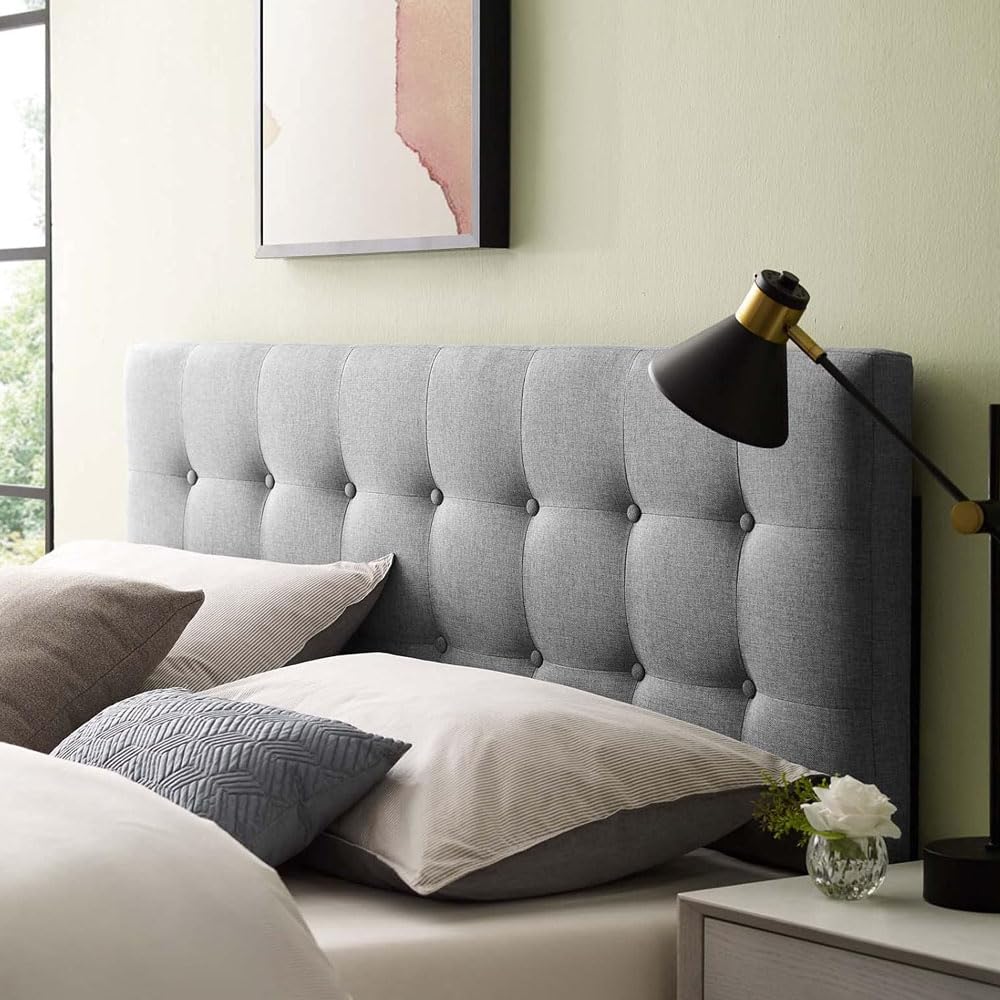 Gray Linen Queen Headboard