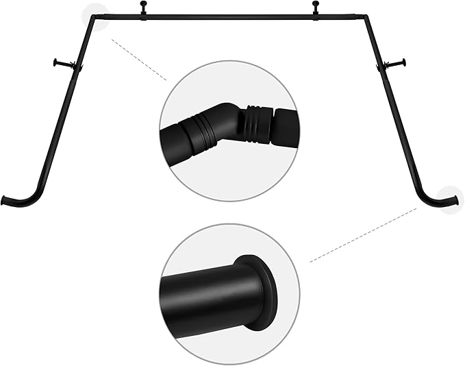 1-Inch Diameter Bay Window Curtain Rod Set for Bayview Windows