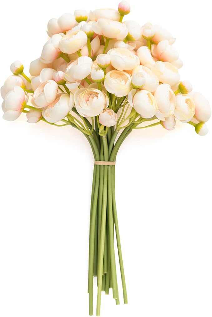 Ranunculus Artificial Flower, Faux Silk Mini Ranunculus Flowers for DIY Bouquet