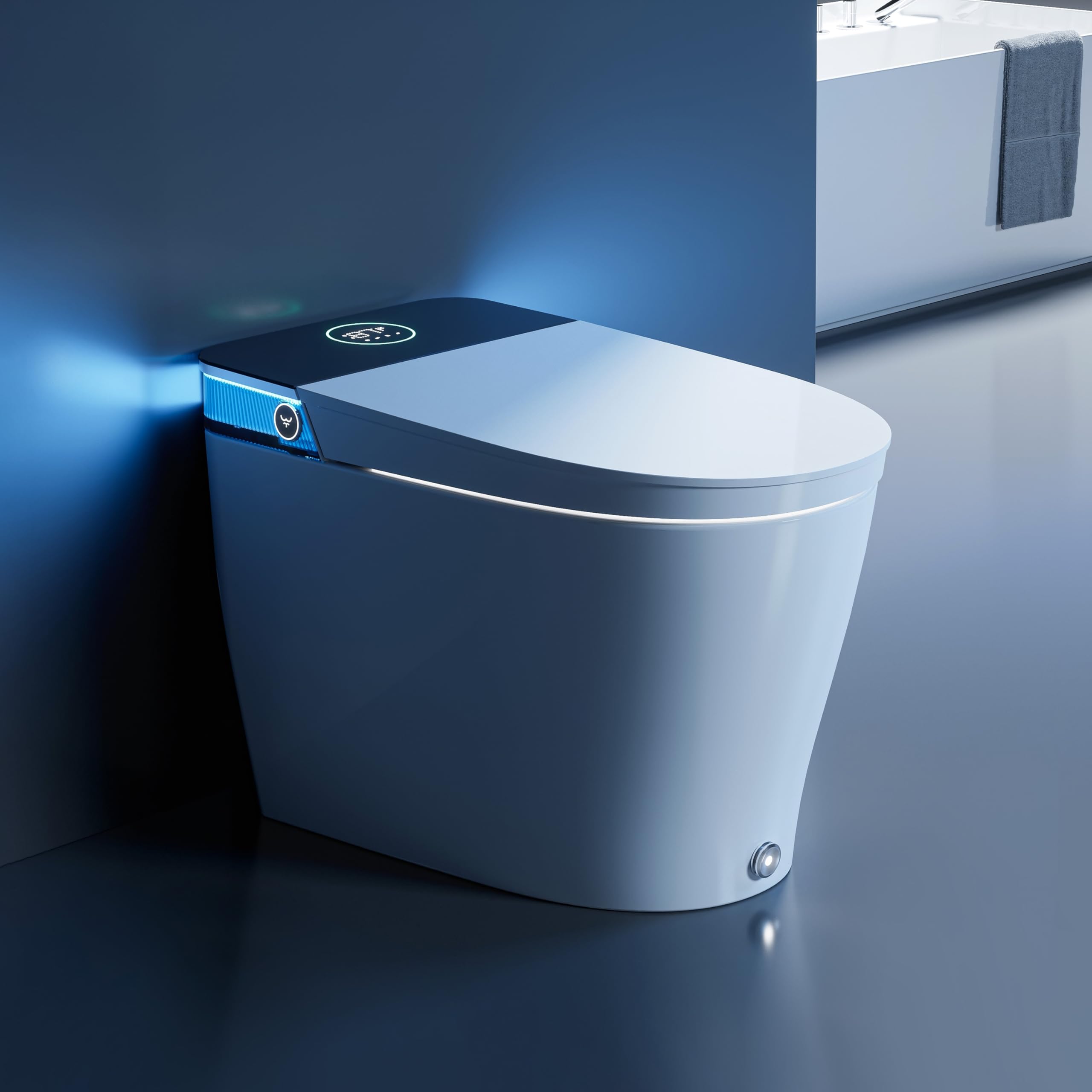 Artistic Smart Toilet with Powerful Flush, Auto Open/Close Lid, Bidet with Instant Warm Water