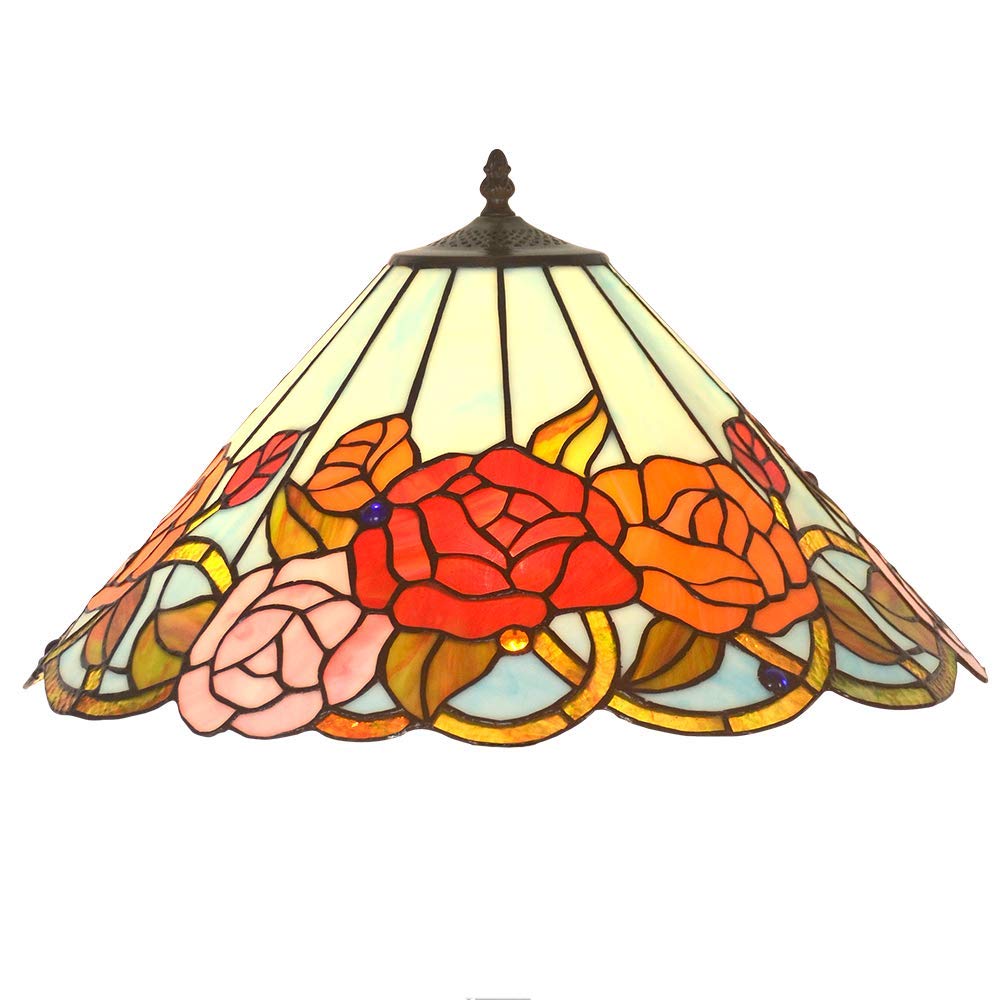 Tiffany Style Floor Lamp 18 Inch Wide Safflower Design Stained Glass Shade