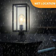 Windben Large 15 inch Outdoor Post Light,Waterproof Cast Aluminium Lamp Post Light Fixture,Post Lantern with Pier Mount Base,Matte Black,Suitable for Garden,Yard,Driveway,etc