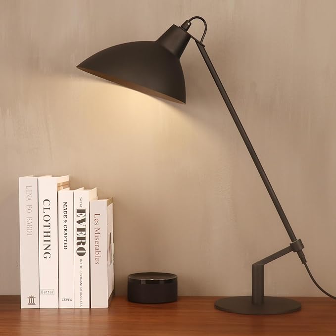 Modern Industrial 100% Metal Table Lamp 22", Soft White Light (3000K) with Adjustable