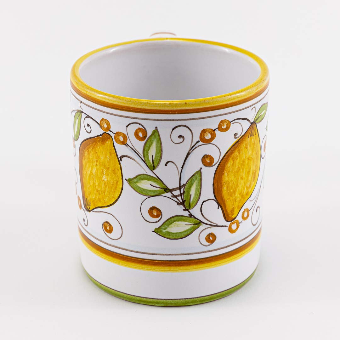 Fima Hand Painted Italian Ceramic Coffee Mugs - Lemons, Deruta