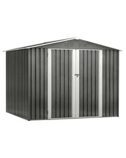 8x6 FT Outdoor Storage Shed with Metal Foundation & Lockable Sliding Doors