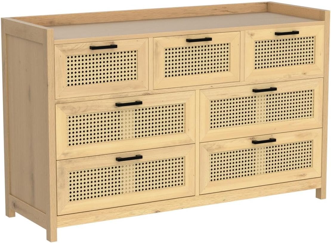 Rattan Dresser for Bedroom with 7 Drawers, Dressers & Chests of Drawers