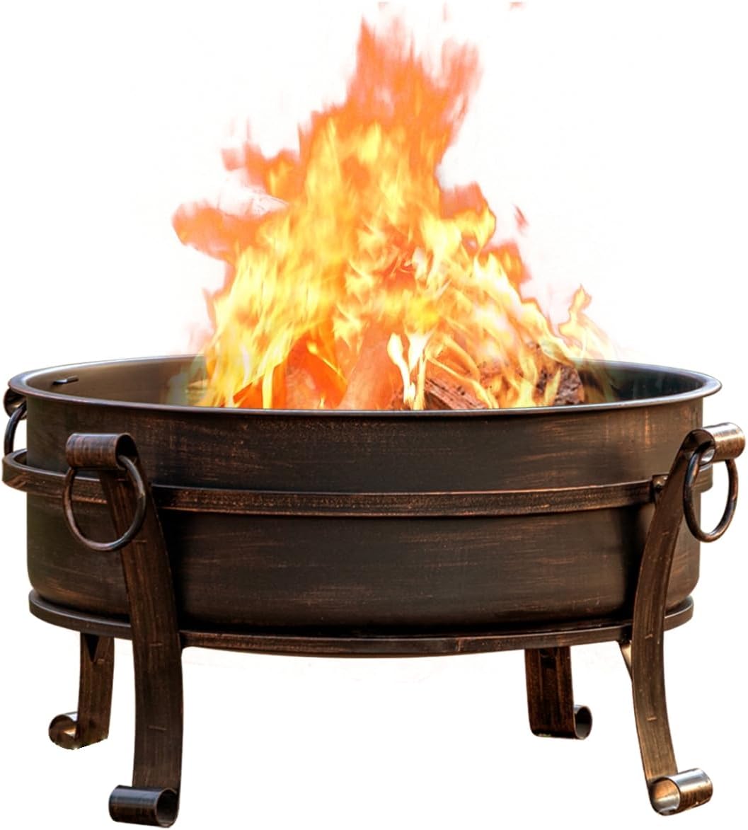 Inch Fire Pit with Grill & Lid, Fireplace & Round Table & BBQ 3 in 1 Fire Pit,Heavy