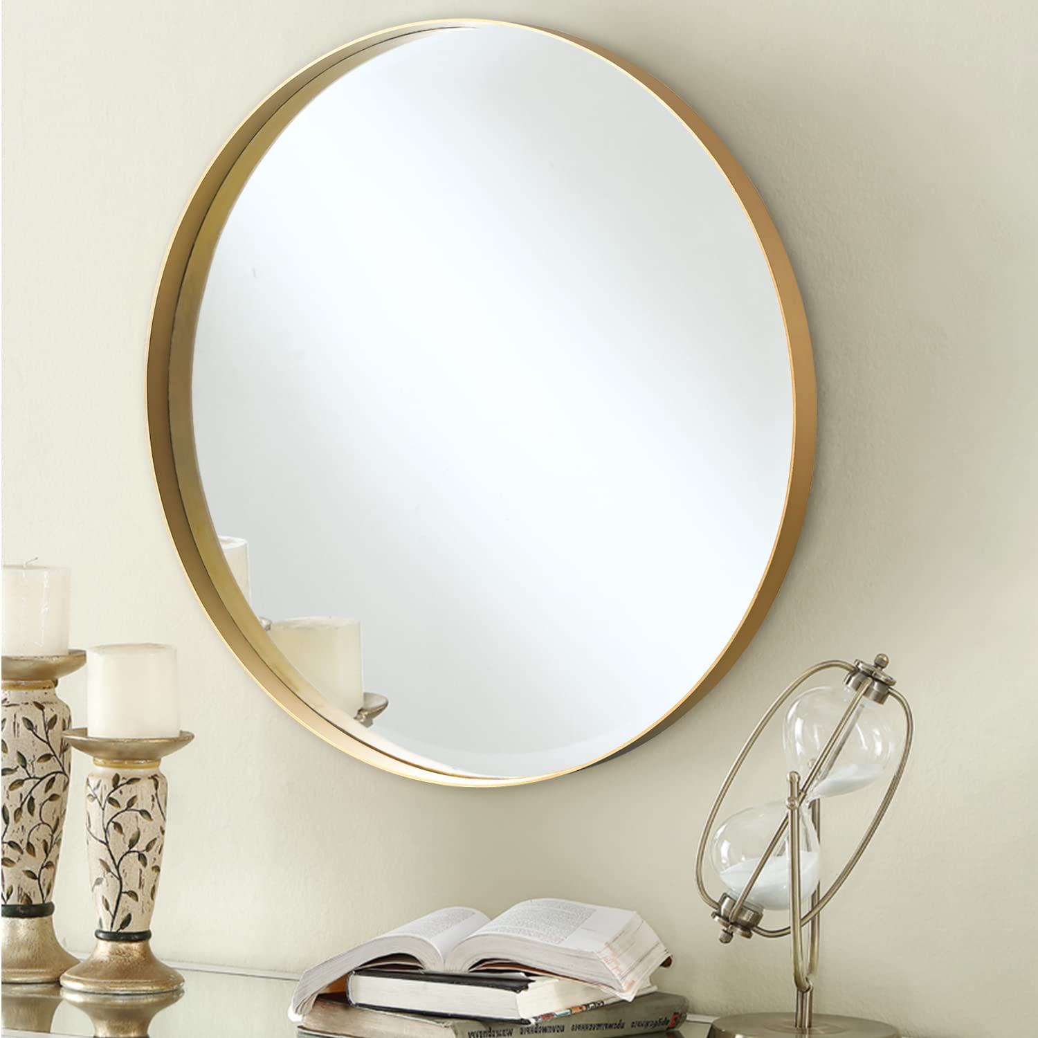 Round Mirror Circle Mirror 32 Inch Aluminum Alloy Frame Wall Mirror Large Vanity