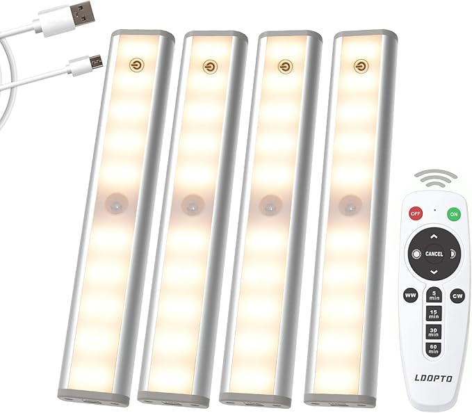 Under Cabinet Lights Wireless 6 Pack, Rechargeable LED Under Cabinet Lighting