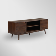 Emery Mid Century Modern Solid Wood TV Stand for TVs up to 80 Inches 70 Inch Walnut
