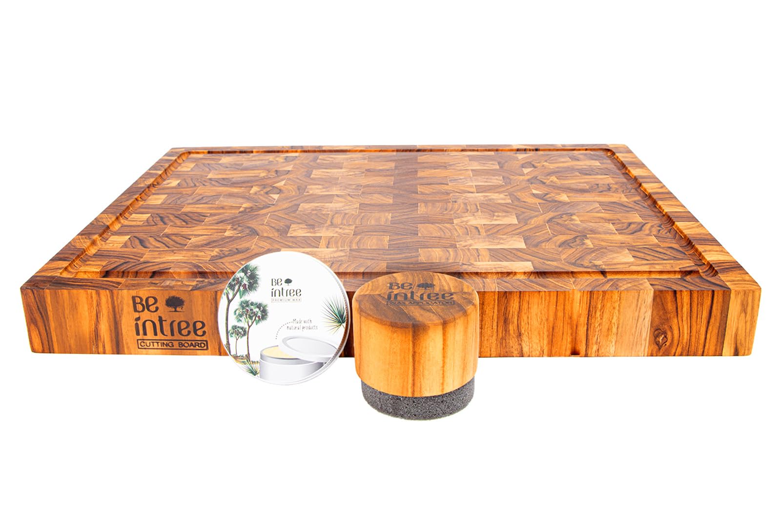 Premium Teak Wood Butcher Block Cutting Board Set - Complete Set with End Grain Board
