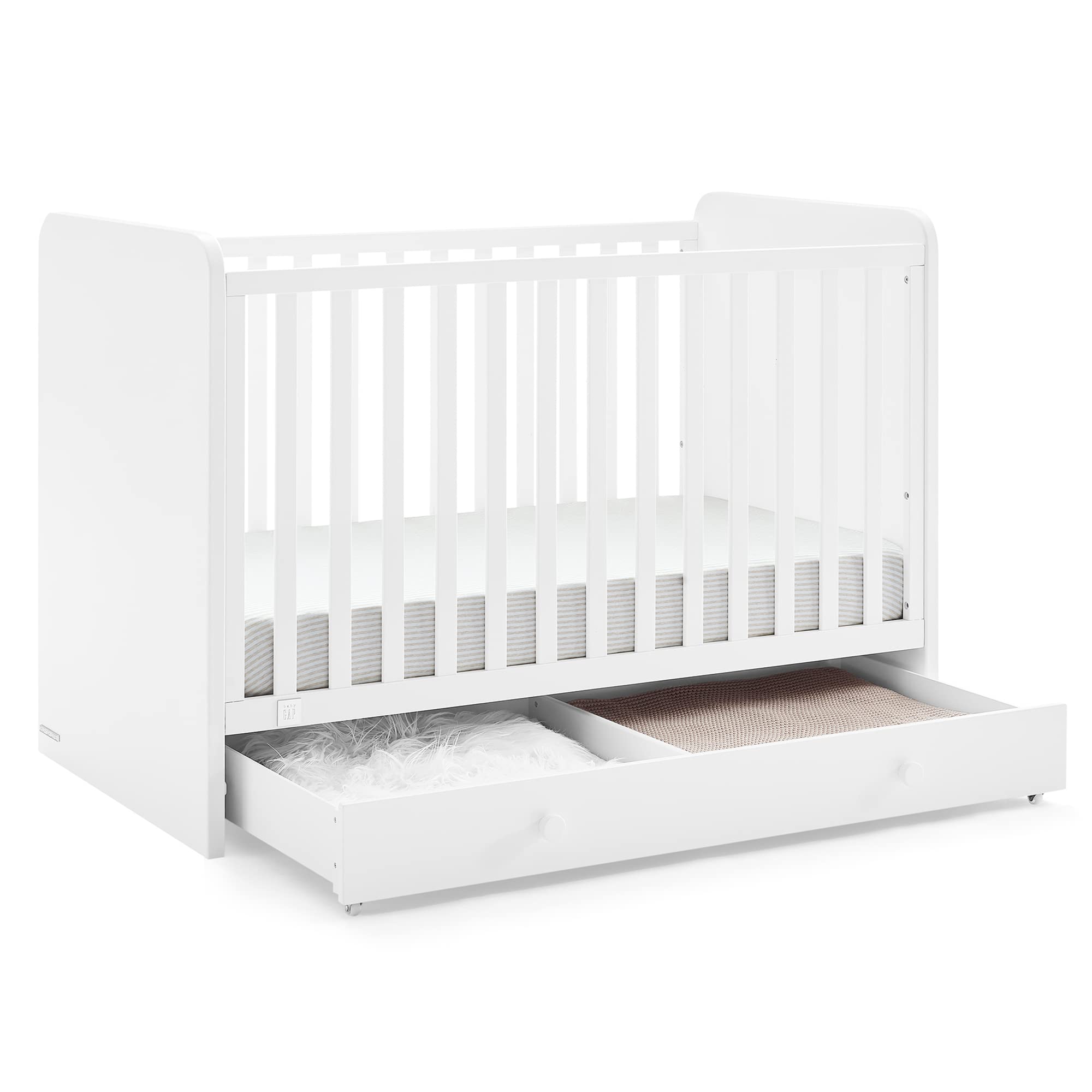 4-in-1 Convertible Crib with Storage Drawer - Greenguard Gold Certified, Bianca White