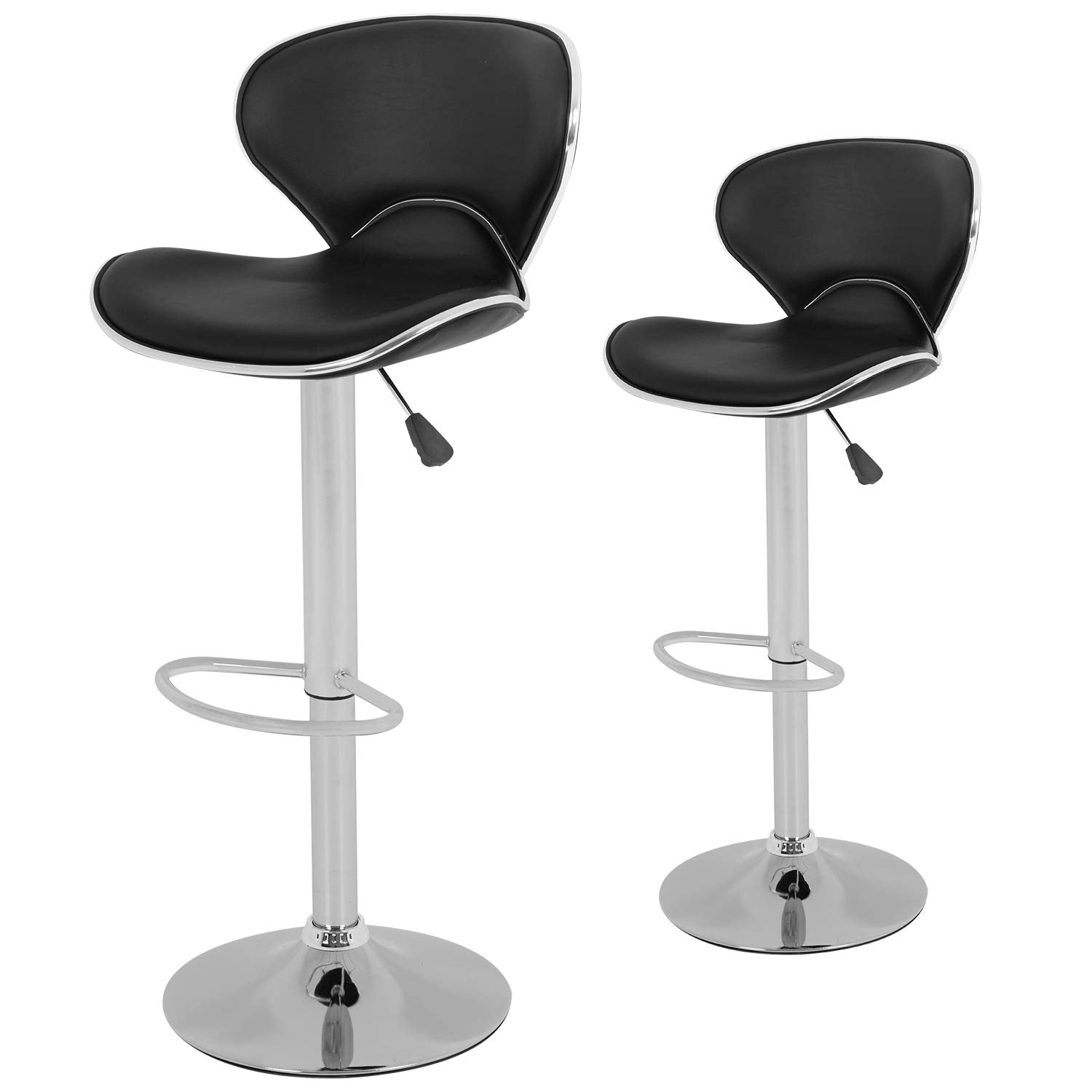 Set of 2 Adjustable Bar Stools Height Ajustable Swivel Barstools Chairs with Back