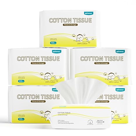 100% USDA Biobased Dry Wipes, 600 Count Ultra Soft Cotton Face Towels