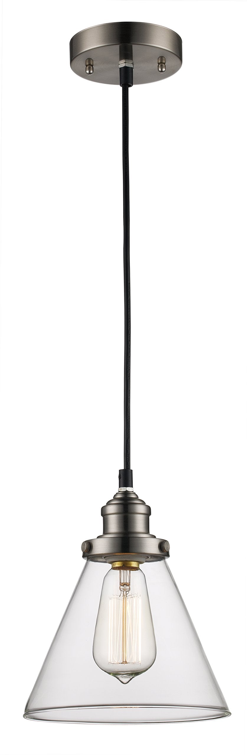 Trans Globe Lighting PND-1079 Industrial Pendant, 7.5", Indoor Brushed Nickel